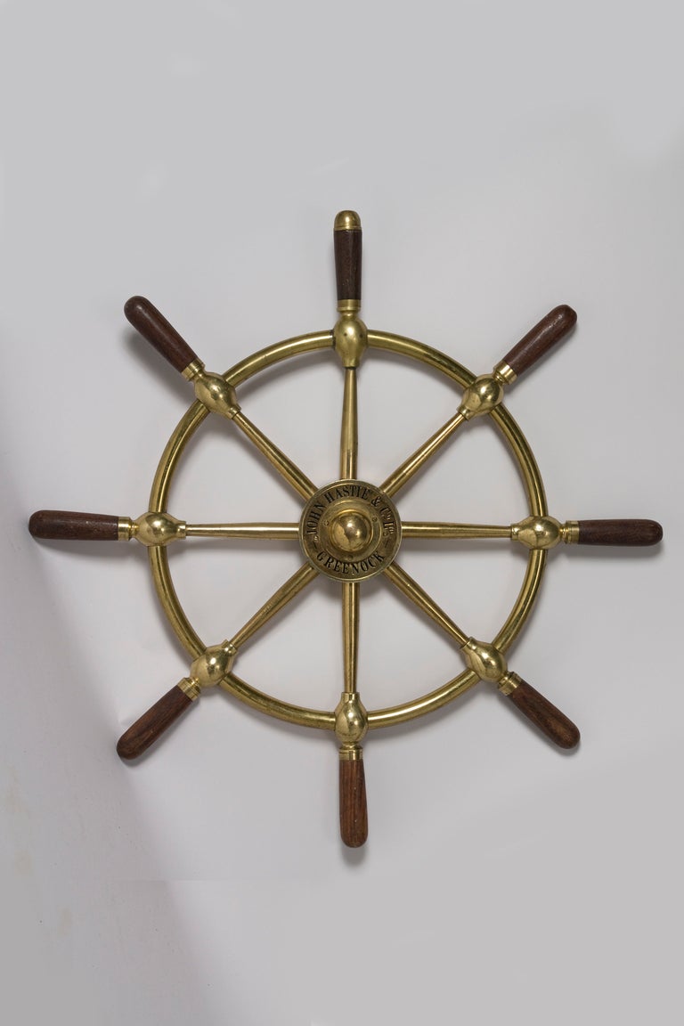 Mid-20th Century Vintage Bronze Ship's Steering Wheel