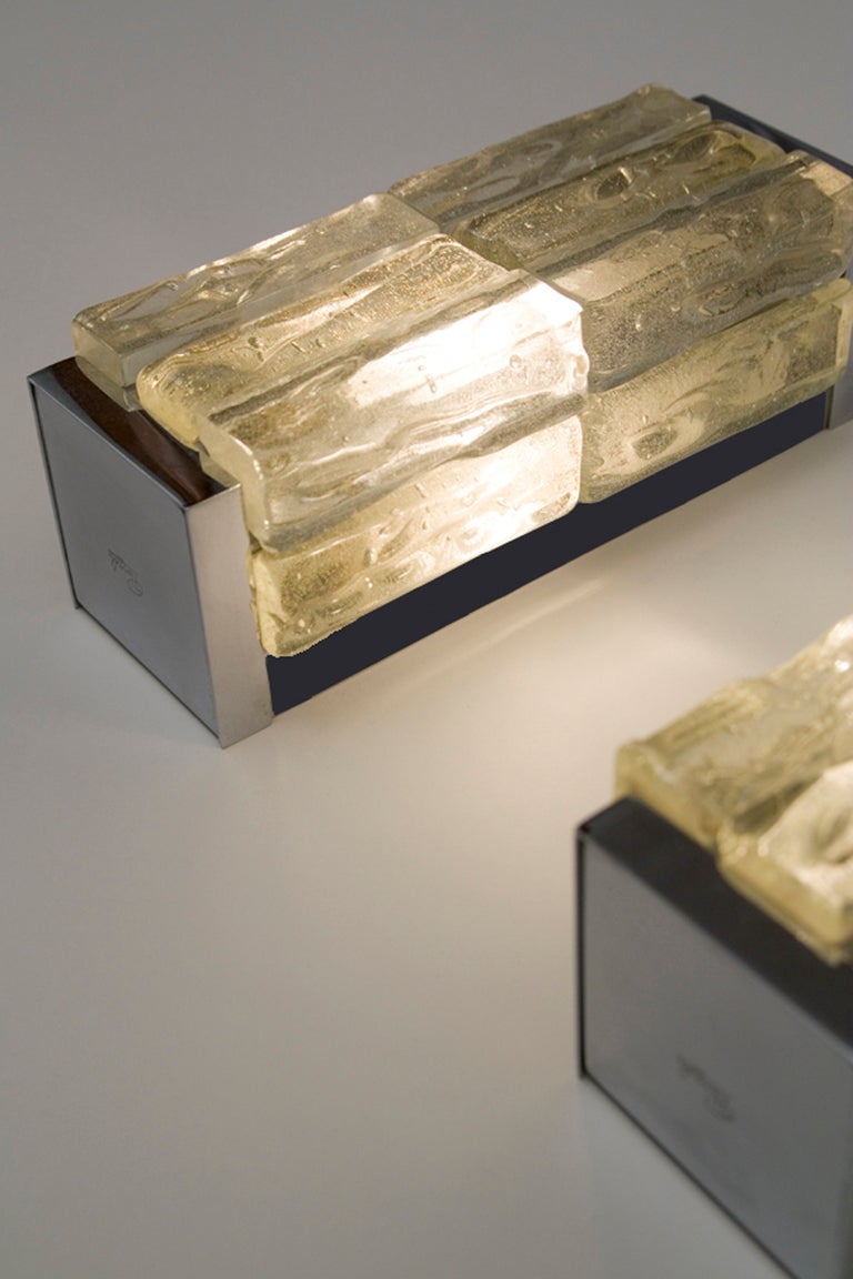 Chunky Glass Block Sconces by Perzel at 1stdibs