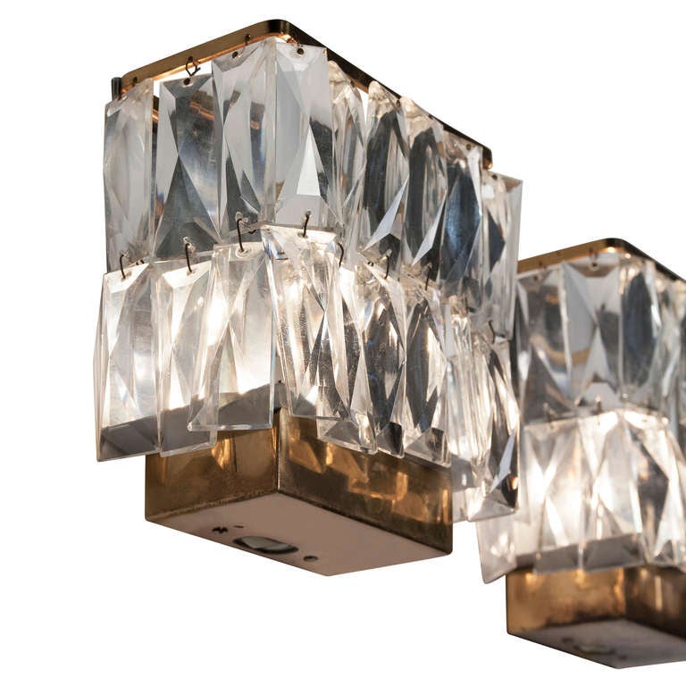 French Faceted Drop Crystal Wall Sconces