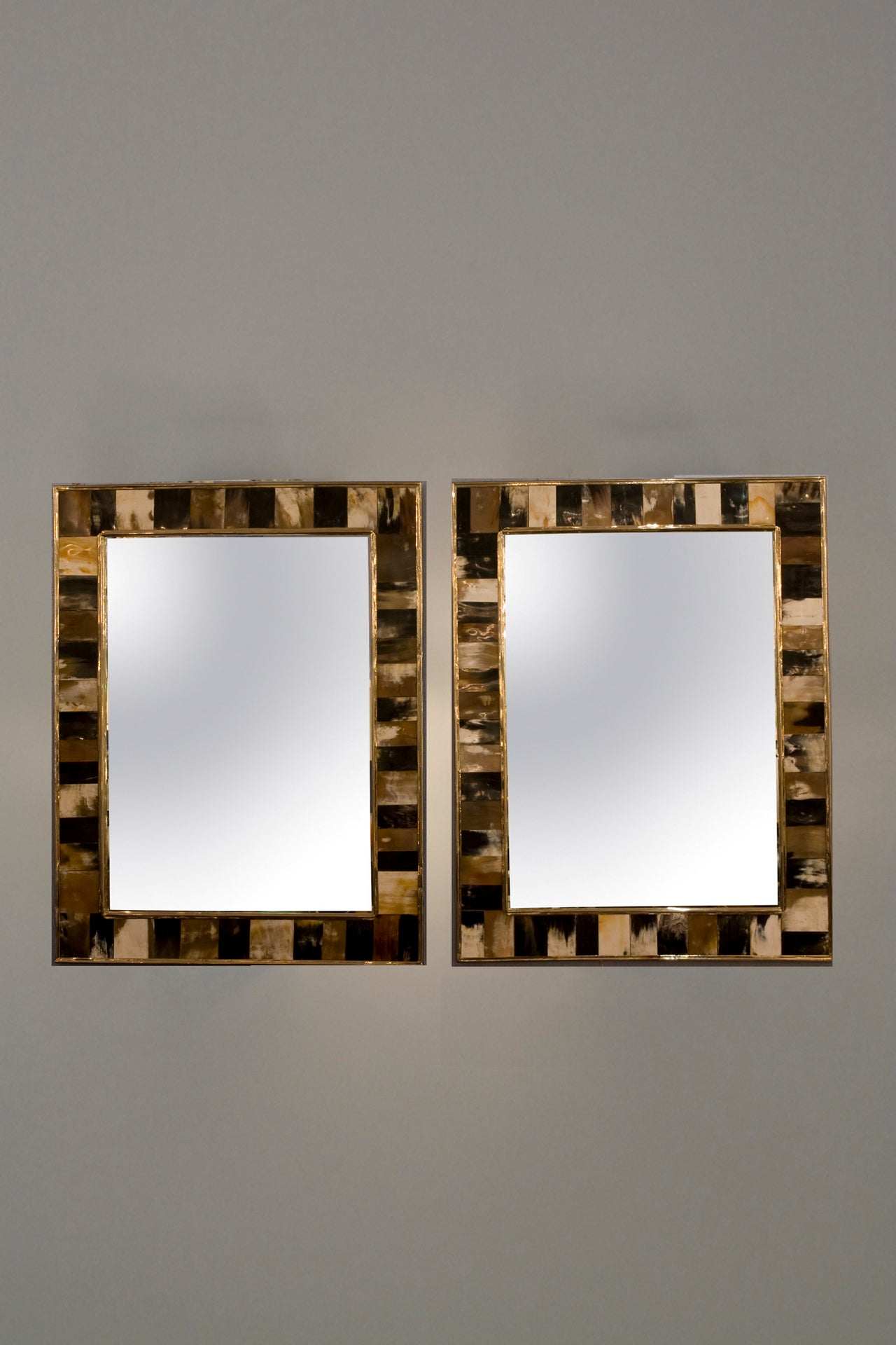 Pair of Bone and Horn Frame Mirrors