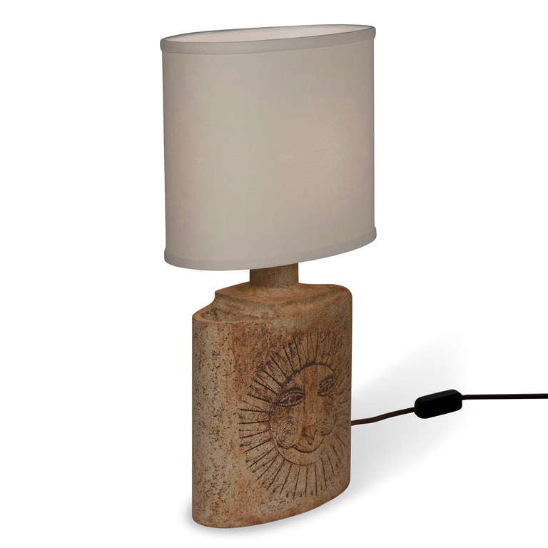 French Terracotta Sun Lamp by Roger Capron