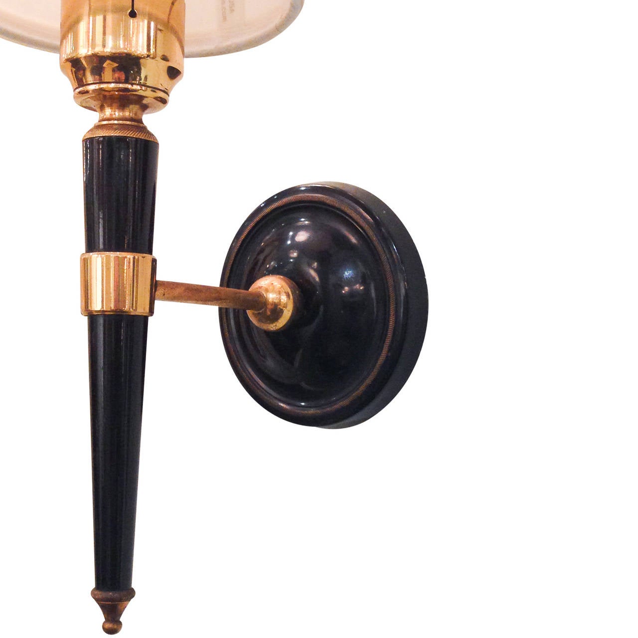 Pair of Black and Brass Post Sconces 1