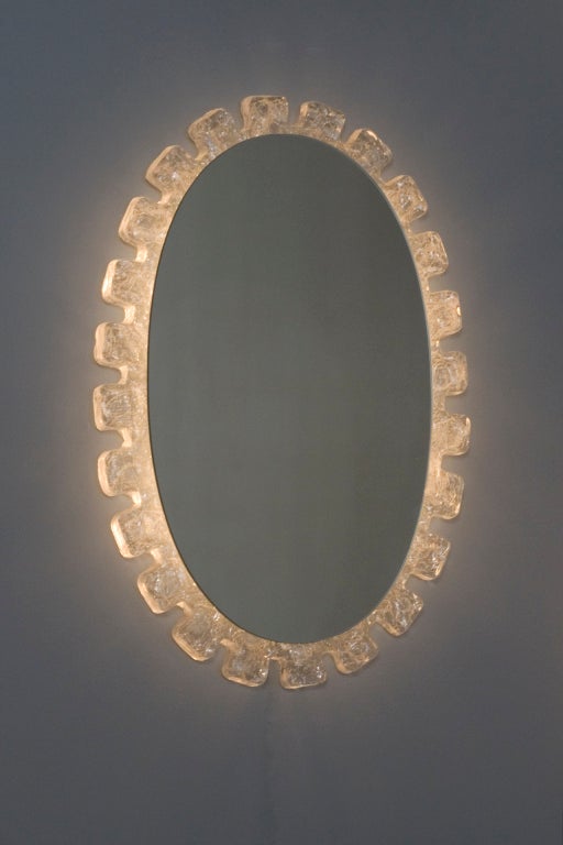 Resin/Perspex Frame Oval Form Illuminated Mirror In Excellent Condition In Brooklyn, NY
