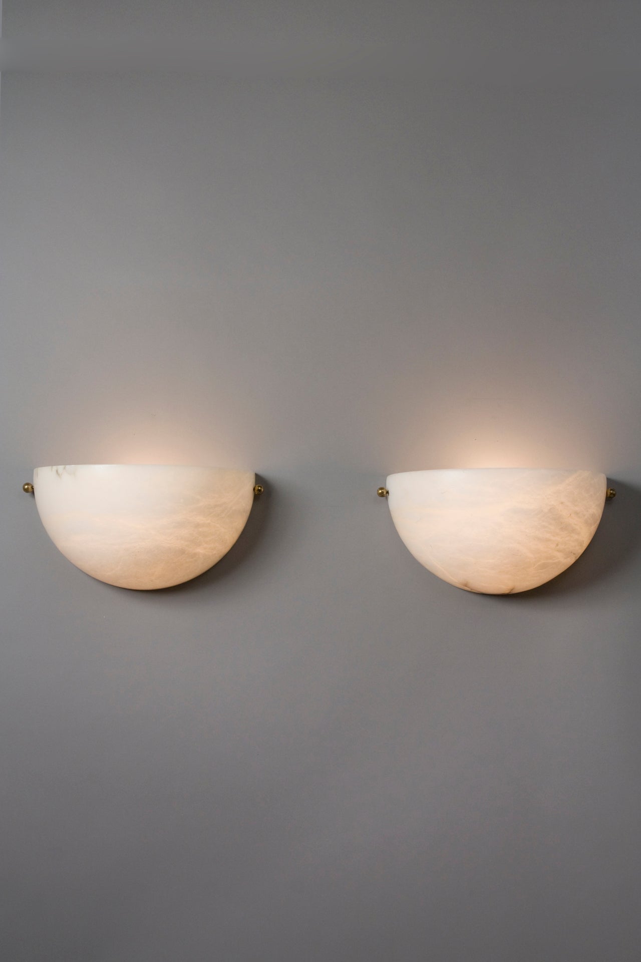 Pair of Half-Dome Alabaster Wall Sconces