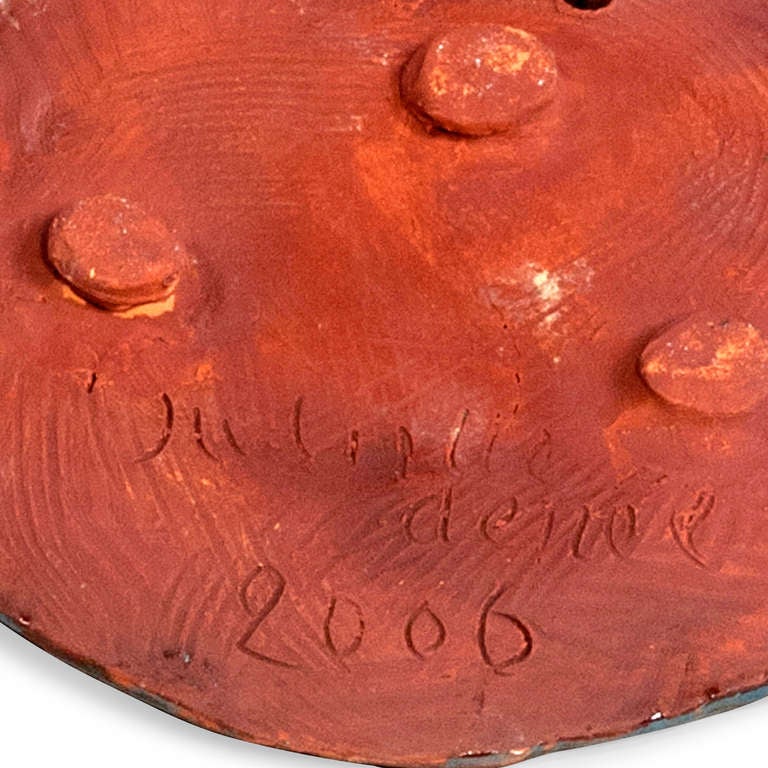 Blue Glazed Ceramic Mirrors by Juliette Derel, Set of Two at 1stDibs