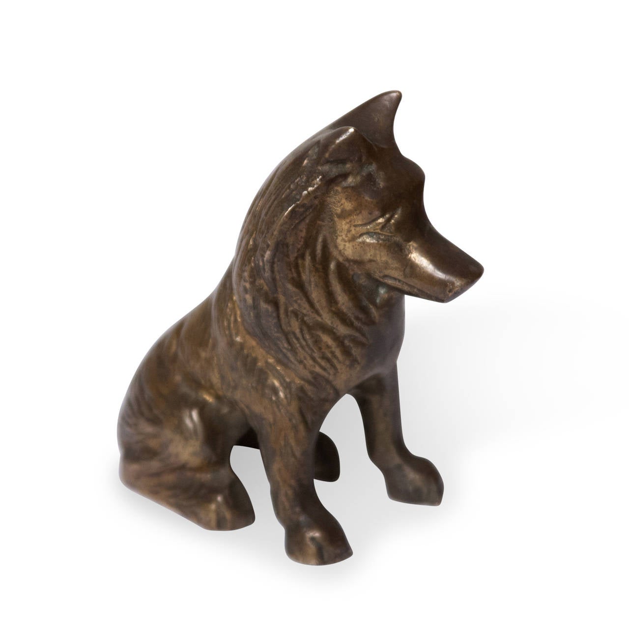 Bronze sculpture of a dog, long furred breed standing on all fours, American, 1960s. Measures: Height 4 in, width 2 in, depth 3 in. (Item #2253 sats)

Holiday rush shipping available! Gift wrap and packaging upon request.