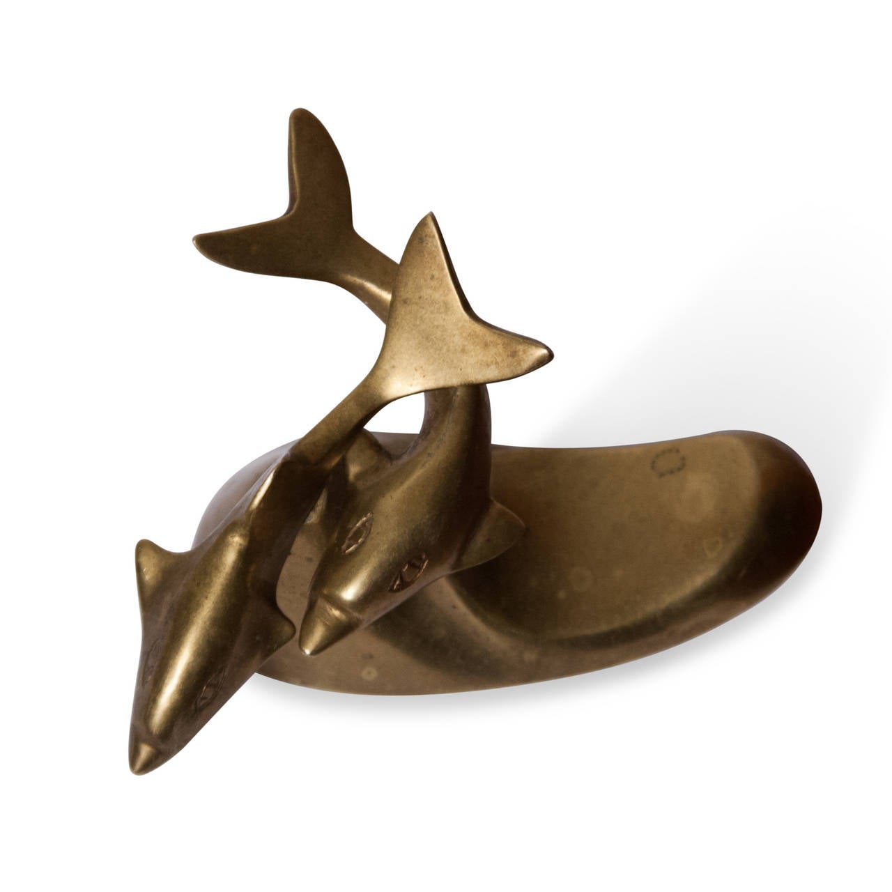 Mid-20th Century Brass Dolphin Sculpture