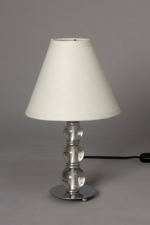 Stacked Crystal Ball Boudoir Lamp by Jacques Adnet