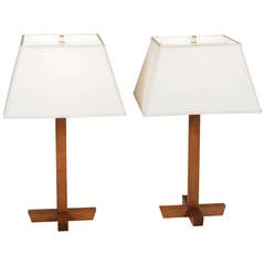 Pair of Walnut Table Lamps