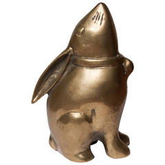 Vintage Brass Rabbit Sculpture