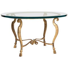 Vintage Gilded Iron Oval Cocktail Table