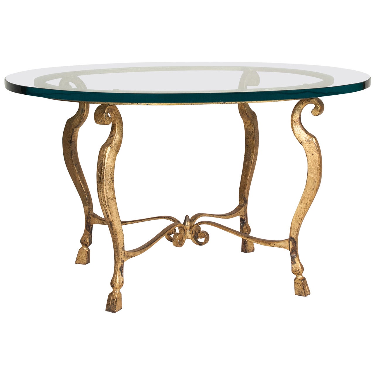 Gilded Iron Oval Cocktail Table