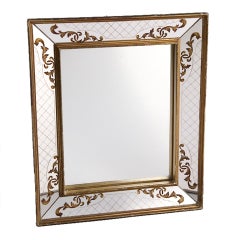 Rectangular Mirror in Gilt Wood Mirrored Frame