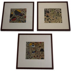 Set of Three Color Pochoirs after Joan Miro - Constellations