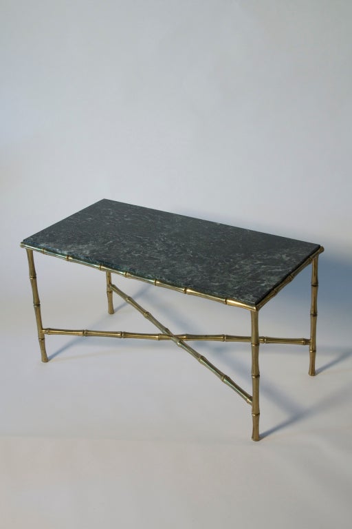 Green Marble Top Faux Bamboo Coffee Table