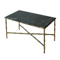 Green Marble Top Faux Bamboo Coffee Table
