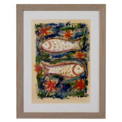 "Poissons" (Pisces) Drawing on Paper by Alice Colonieu