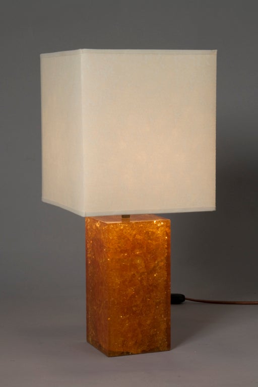 Fractal Orange Resin Square Table Lamp by Giraudon In Excellent Condition In Brooklyn, NY