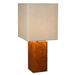 Fractal Orange Resin Square Table Lamp by Giraudon