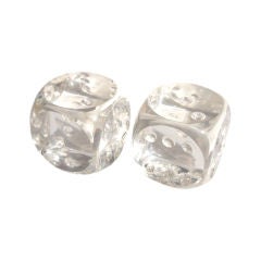 Pair of Large Clear Lucite Dice Sculptures