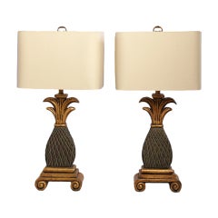 Pair of American 1960s Pineapple Form Gilt Table Lamps