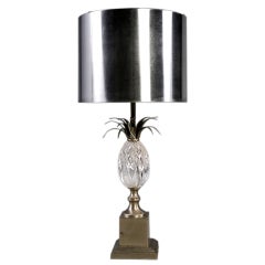 Glass Pineapple Form Metal Shade Lamp by Charles Et Cie
