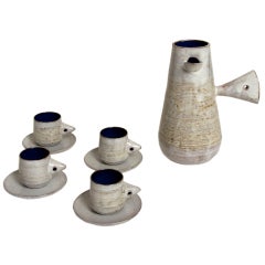 Ceramic Tea or Saki Service for Four by Les Argonautes