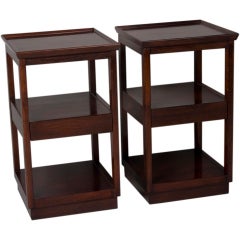 Pair of Solid Mahogany Three Tier End Table by Wormley