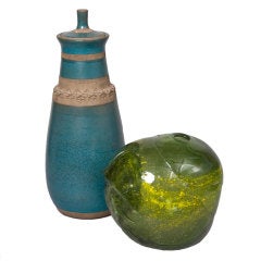 A Glass Vase by Dreisbach and Lidded Ceramic Vase by Aldo Londi