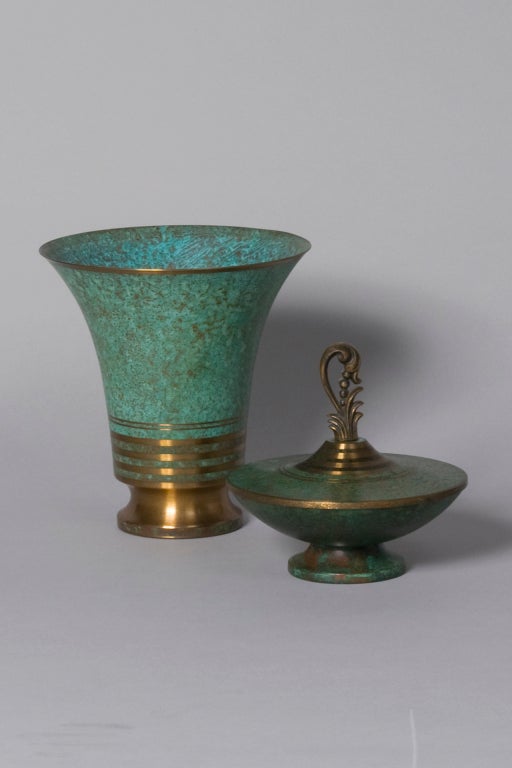 Two Verdigris Bronze Objects by Carl Sorensen In Excellent Condition In Brooklyn, NY