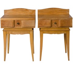 Pair of French Oak Single Drawer Parquetry Bedside Tables