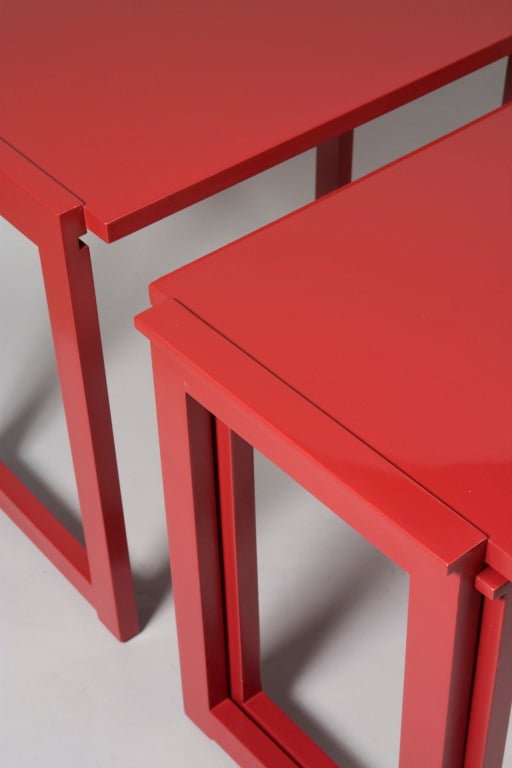 ChicChic Red Lacquered Nesting Tables by Paul Laszlo at 1stDibs