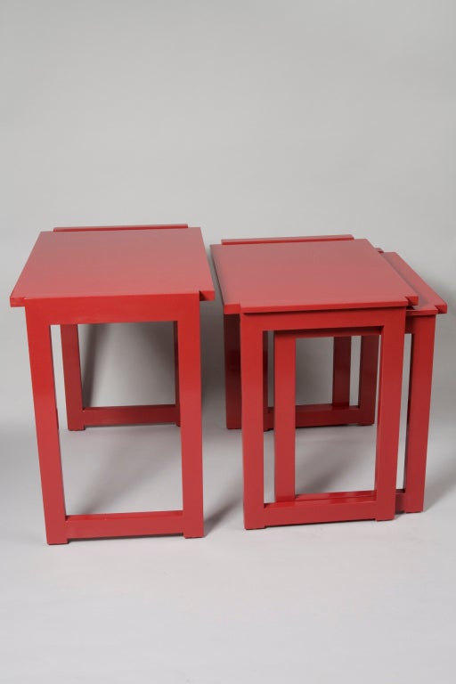 ChicChic Red Lacquered Nesting Tables by Paul Laszlo at 1stDibs