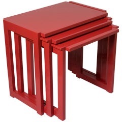 Chic-Chic Red Lacquered Nesting Tables by Paul Laszlo