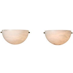 Pair of Half-Dome Alabaster Wall Sconces