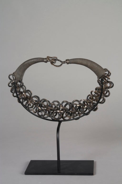 Miao Tribal White Metal Necklace on Iron Stand Miao Tribal White Metal Necklace on Iron Stand