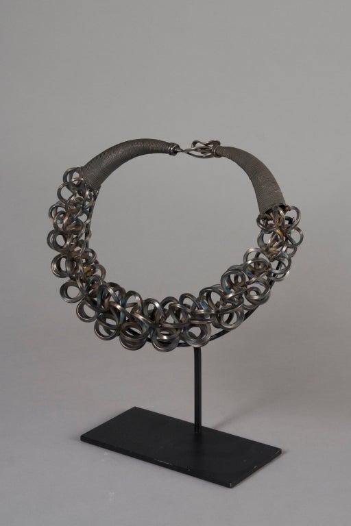 Miao Tribe Interlaced and Massed Rings Silver Pectoral Necklace In Excellent Condition In Brooklyn, NY