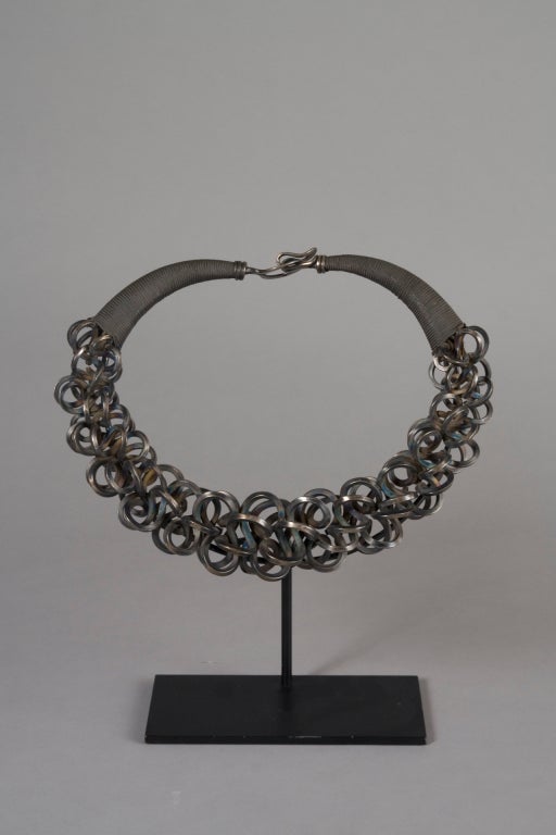 Miao Tribe Interlaced and Massed Rings Silver Pectoral Necklace 3