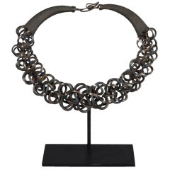 Vintage Miao Tribe Interlaced and Massed Rings Silver Pectoral Necklace