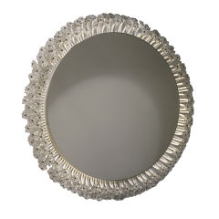 Circular Illuminated Mirror with Resin Flower Border