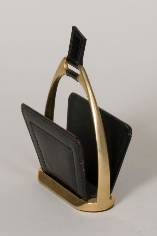 Two Bronze and Leather Desk Accessories at 1stdibs