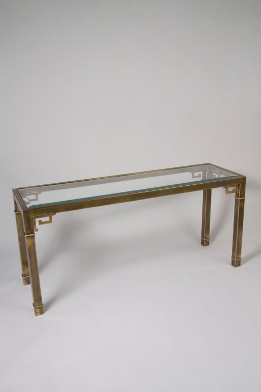 Greek Key Brass Console Table
