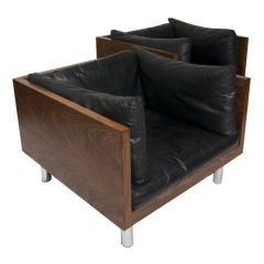 Pair of Rosewood Cube Chairs by Milo Baughman