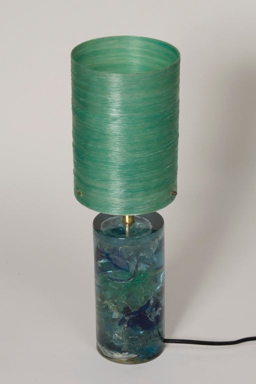 Turquoise Cracked Resin Table Lamp