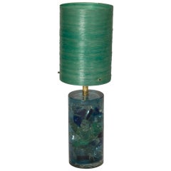 Turquoise Cracked Resin Table Lamp