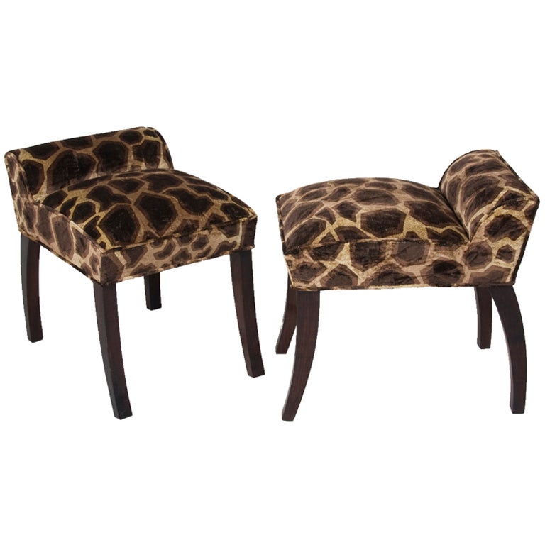 Pair of Animal Print Stools by Paul Frankl