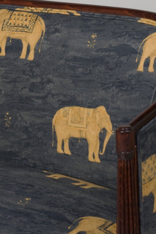 French Elephant Print Art Deco Settee