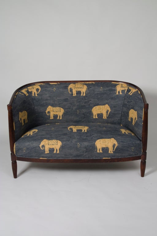 Upholstery Elephant Print Art Deco Settee