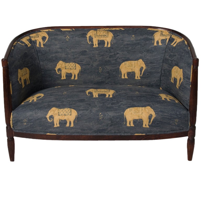 Elephant Print Art Deco Settee