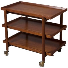 Three Tier Teak Serving Cart by Poul Hundevad